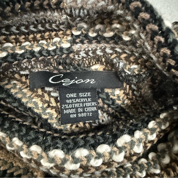 Cejon Poncho Women’s One Size Turtleneck Multicolor Knit Stripe Pullover - Picture 4 of 5